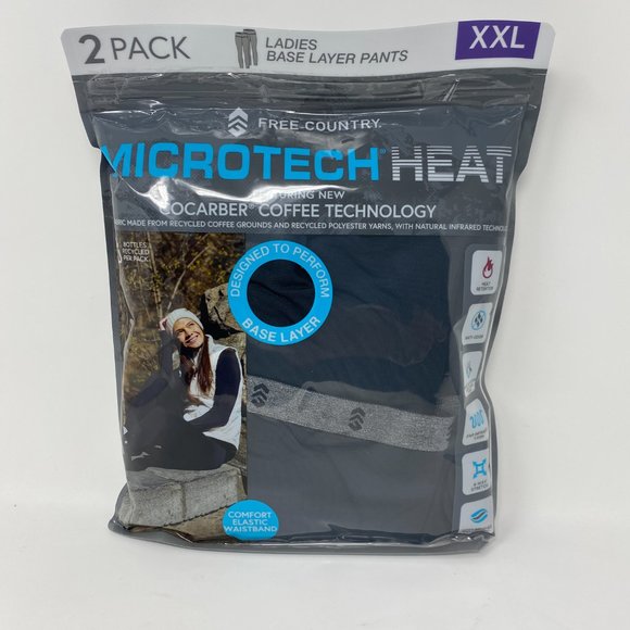 2-PACK Free Country Women Black Microtech Heat Soft Base Layer Pants L, XL, XXL - Picture 8 of 10